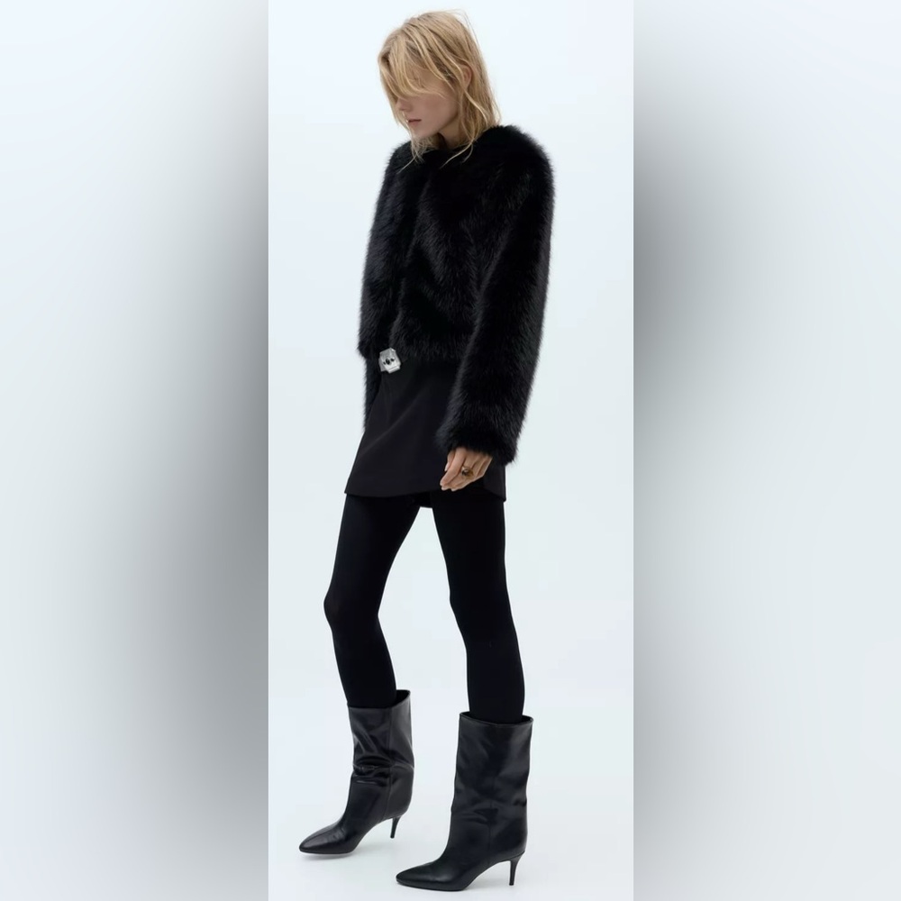 NWT Zara Wrinkled Look Stiletto Boots